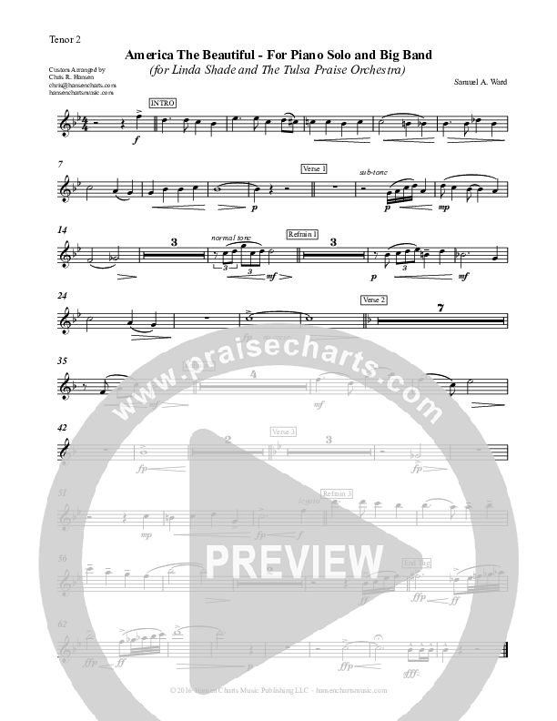 America The Beautiful Tenor Sax 1/2 (Chris Hansen)