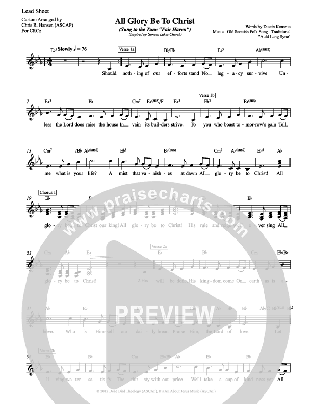 All Glory Be To Christ Lead Sheet (SAT) (Chris Hansen)