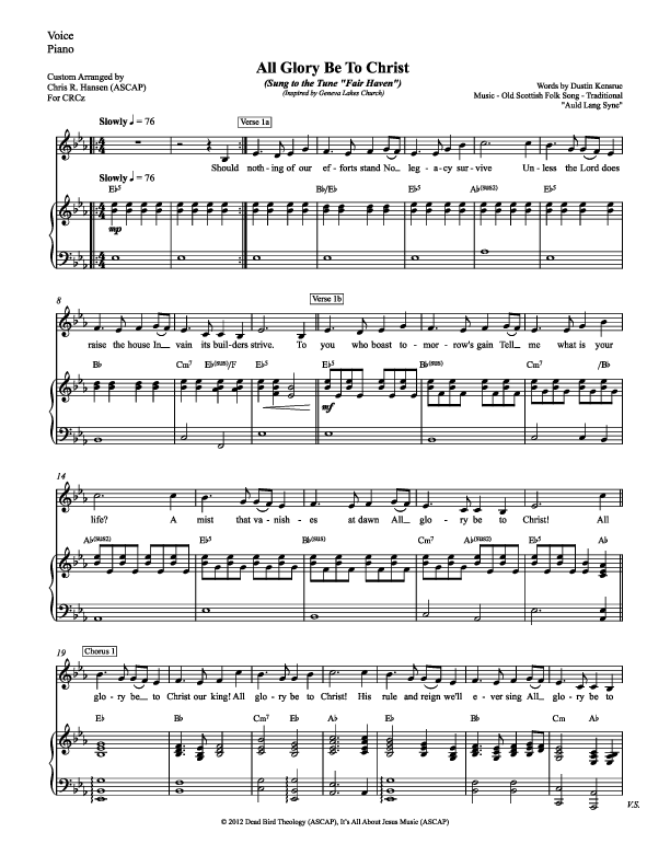 All Glory Be To Christ Piano/Vocal (SATB) (Chris Hansen)