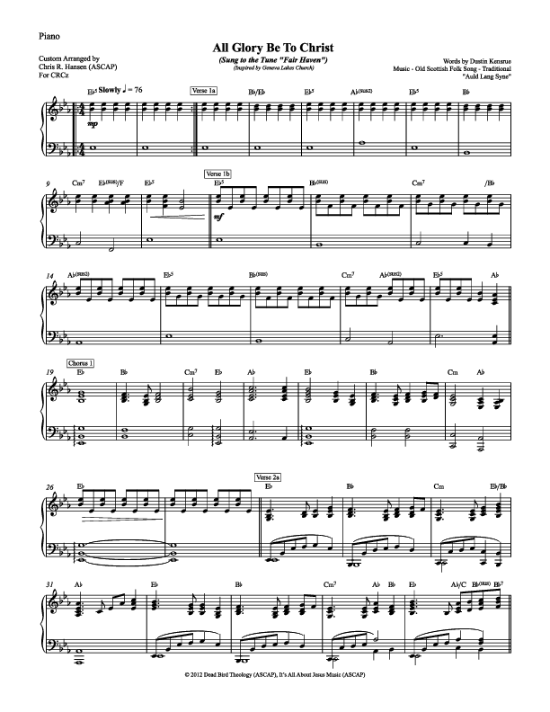 All Glory Be To Christ Piano Sheet (Chris Hansen)