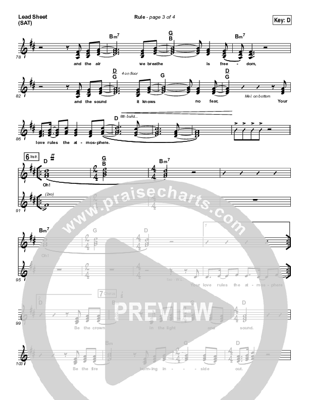 Rule Lead Sheet (SAT) (Passion / Hillsong UNITED / David Crowder)