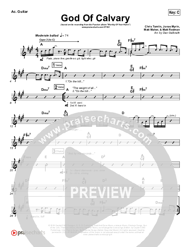 God Of Calvary Rhythm Chart (Passion / Chris Tomlin)