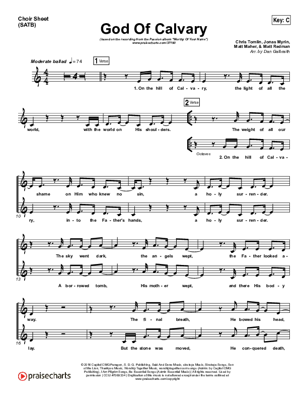 God Of Calvary Choir Vocals (SATB) (Passion / Chris Tomlin)