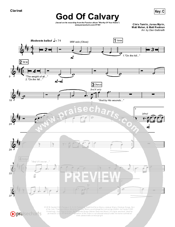 God Of Calvary Wind Pack (Passion / Chris Tomlin)