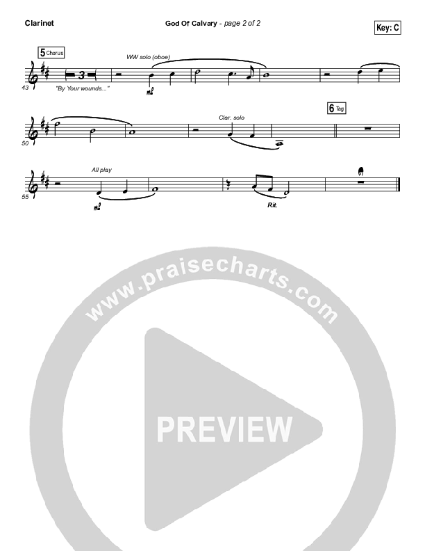 God Of Calvary Clarinet (Passion / Chris Tomlin)