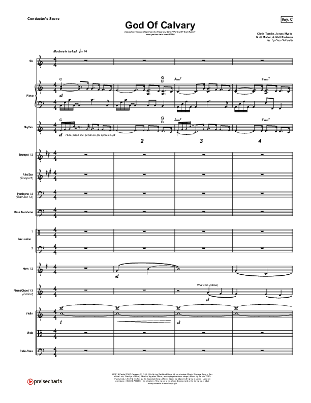 God Of Calvary Conductor's Score (Passion / Chris Tomlin)