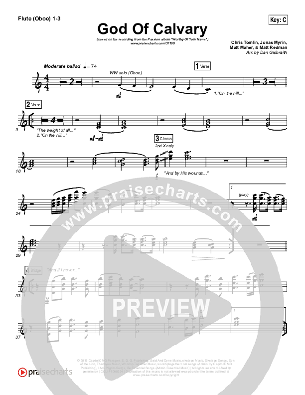 God Of Calvary Wind Pack (Passion / Chris Tomlin)