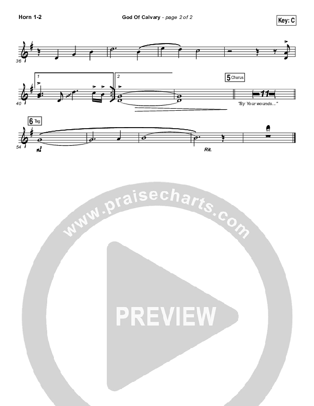 God Of Calvary French Horn 1/2 (Passion / Chris Tomlin)