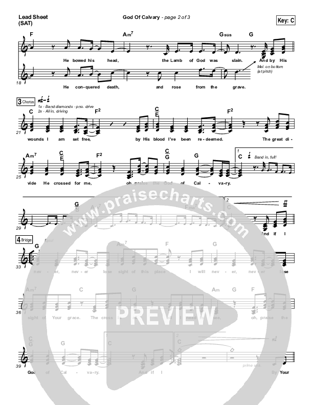 God Of Calvary Lead Sheet (SAT) (Passion / Chris Tomlin)