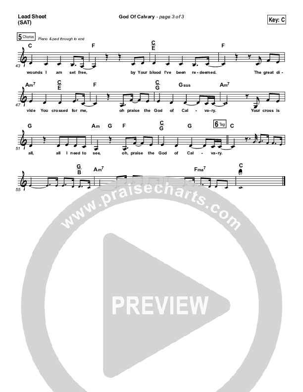 God Of Calvary Lead Sheet (SAT) (Passion / Chris Tomlin)