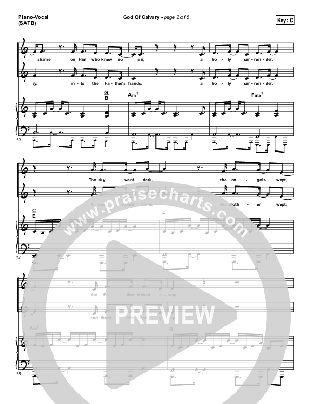 God Of Calvary Piano/Vocal & Lead (Passion / Chris Tomlin)