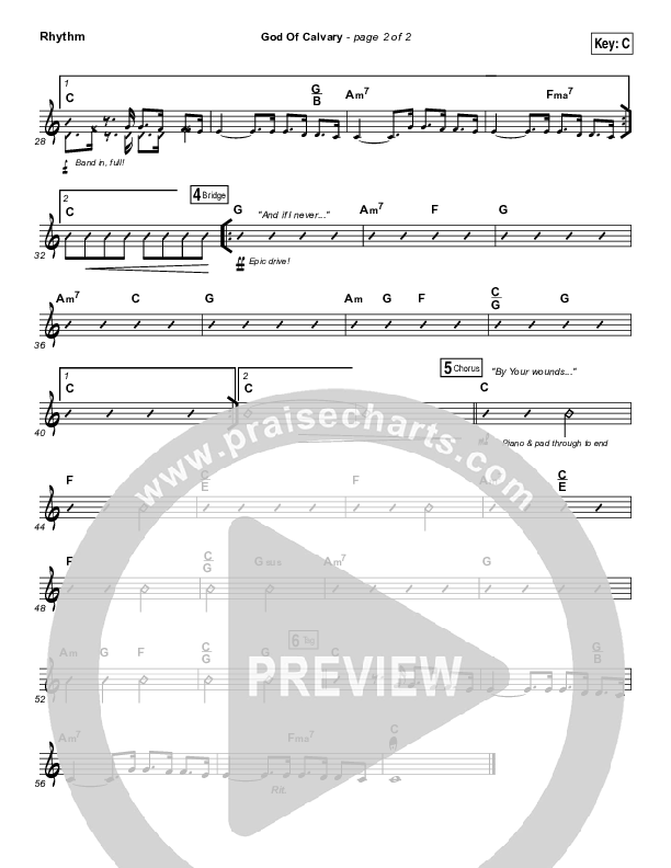God Of Calvary Rhythm Chart (Passion / Chris Tomlin)