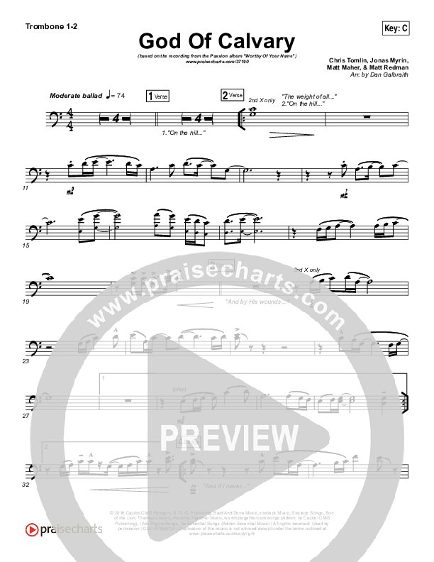 God Of Calvary Trombone 1/2 (Passion / Chris Tomlin)