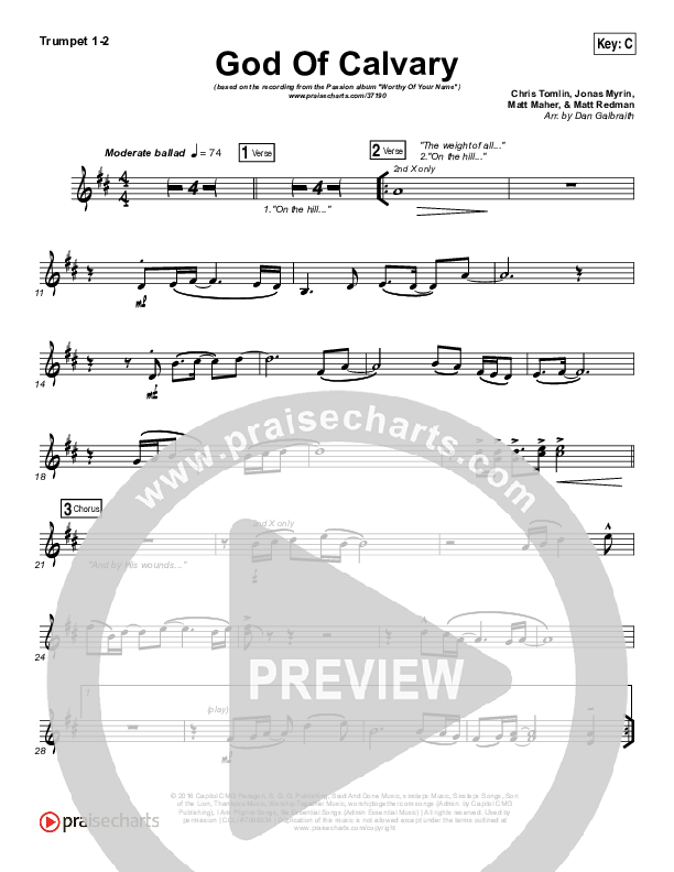 God Of Calvary Brass Pack (Passion / Chris Tomlin)