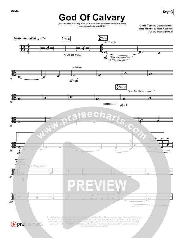 God Of Calvary Viola (Passion / Chris Tomlin)