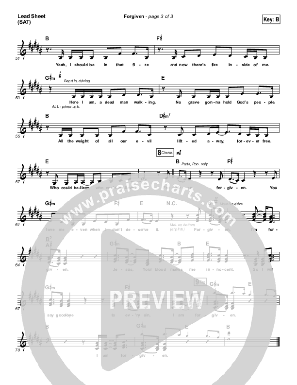 Forgiven Lead Sheet (SAT) (Passion / David Crowder)