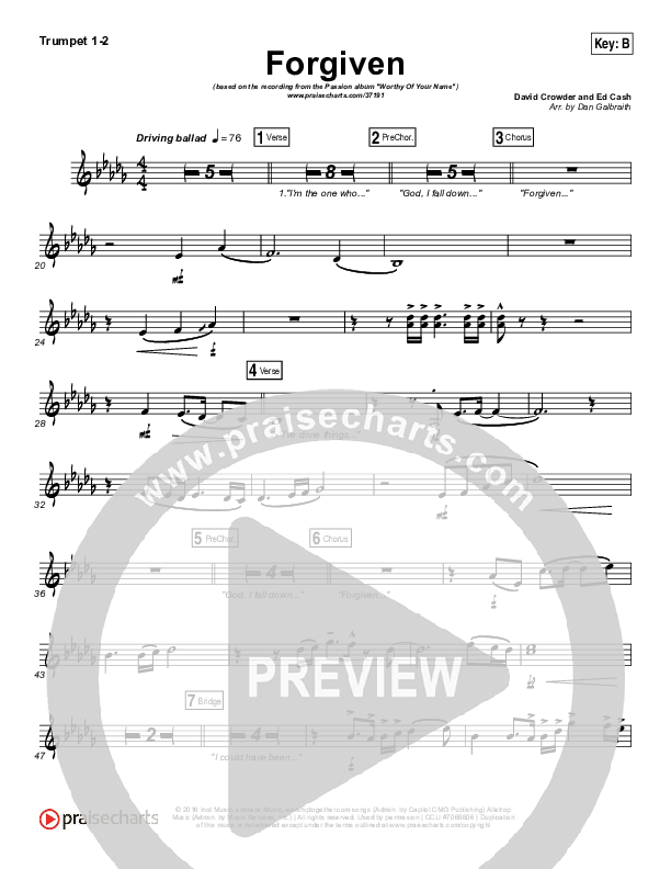 Forgiven Trumpet 1,2 (Passion / David Crowder)