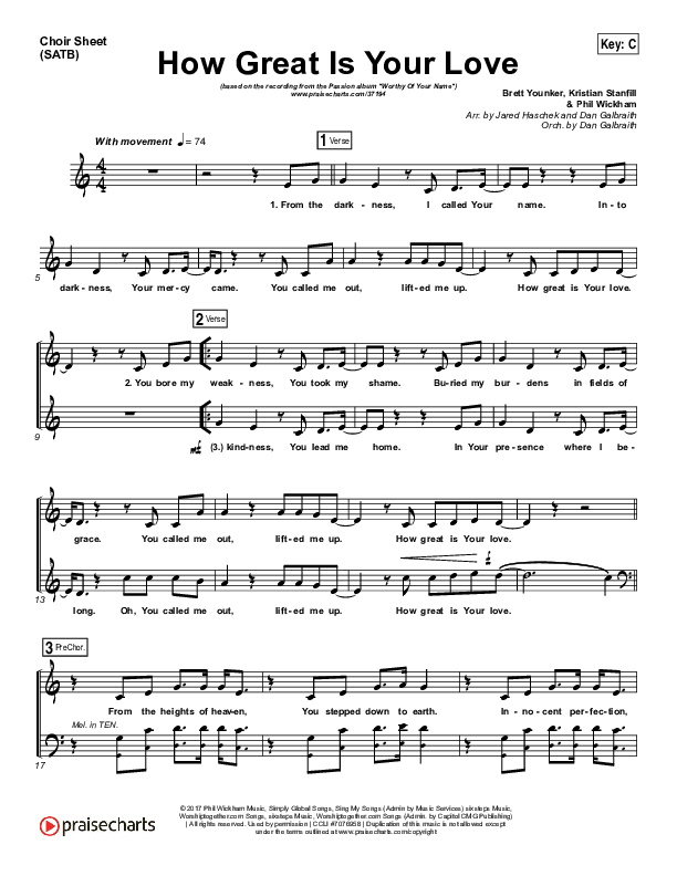 How Great Is Your Love Choir Sheet (SATB) (Passion / Kristian Stanfill)