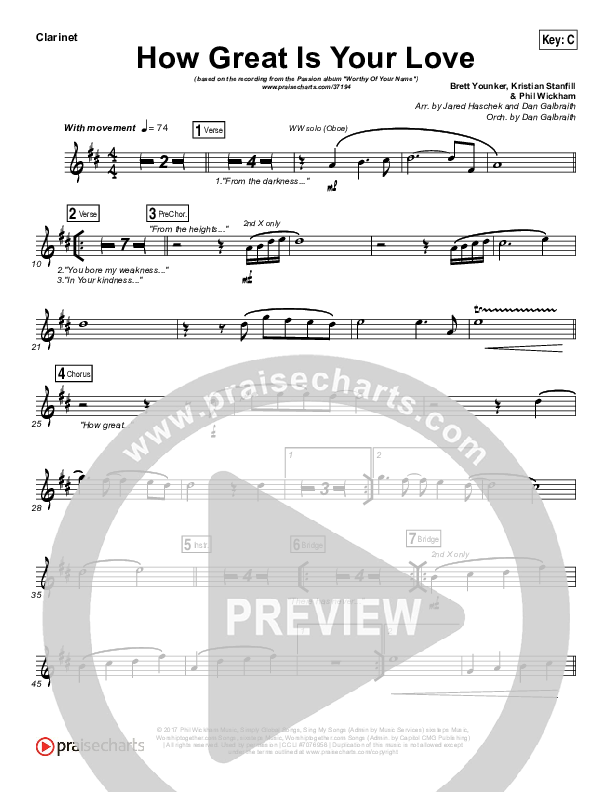 How Great Is Your Love Clarinet (Passion / Kristian Stanfill)