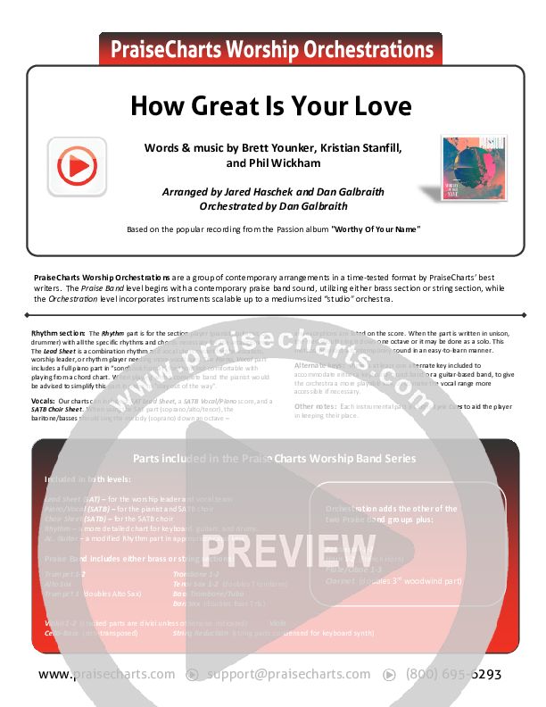 How Great Is Your Love Cover Sheet (Passion / Kristian Stanfill)