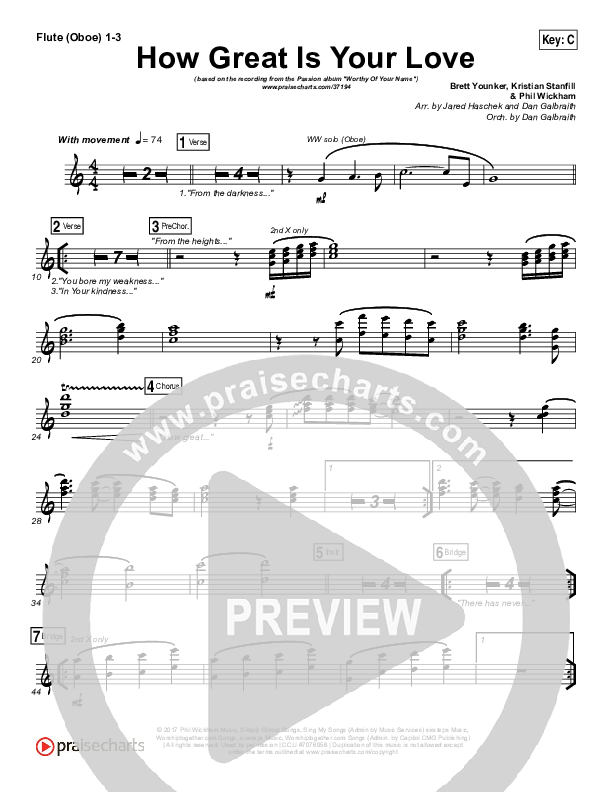 How Great Is Your Love Flute/Oboe 1/2/3 (Passion / Kristian Stanfill)