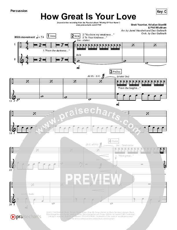 How Great Is Your Love Percussion (Passion / Kristian Stanfill)