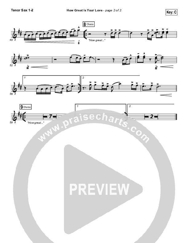 How Great Is Your Love Tenor Sax 1/2 (Passion / Kristian Stanfill)