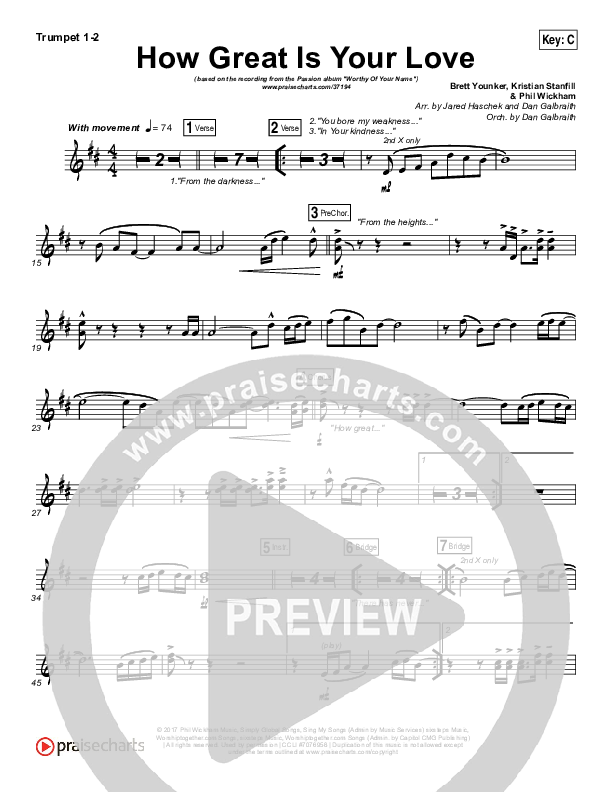 How Great Is Your Love Trumpet 1,2 (Passion / Kristian Stanfill)