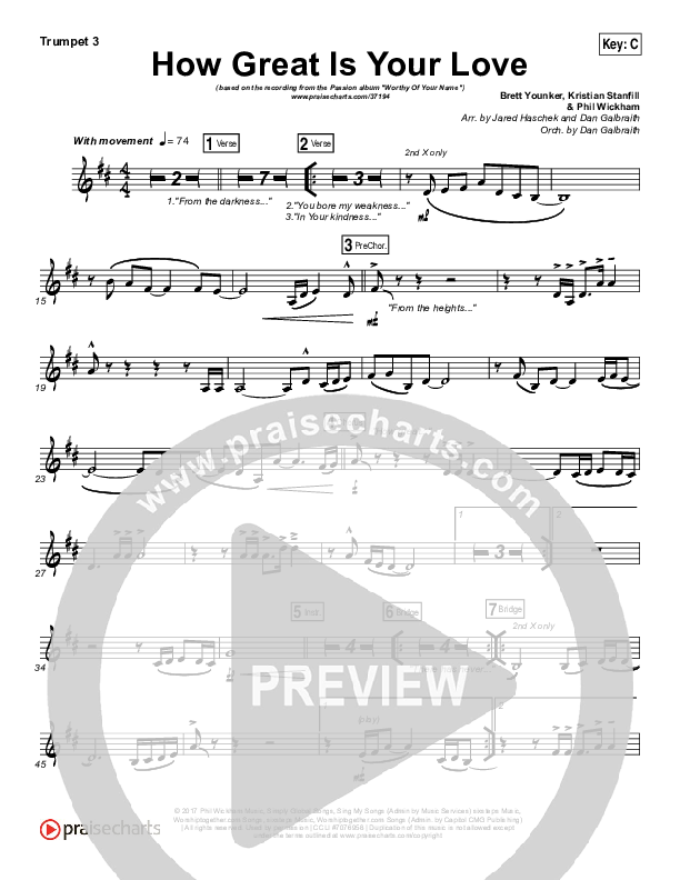 How Great Is Your Love Trumpet 3 (Passion / Kristian Stanfill)