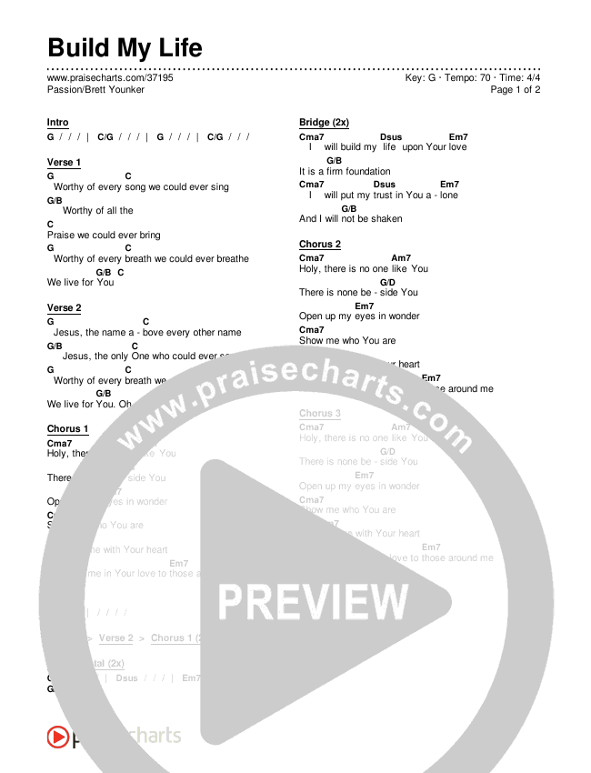 Build My Life Chord Chart