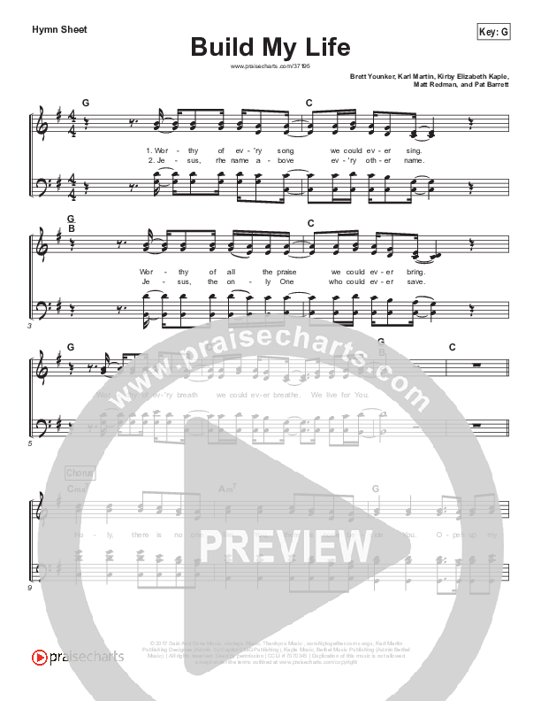 Build My Life Hymn Sheet (Passion / Brett Younker)