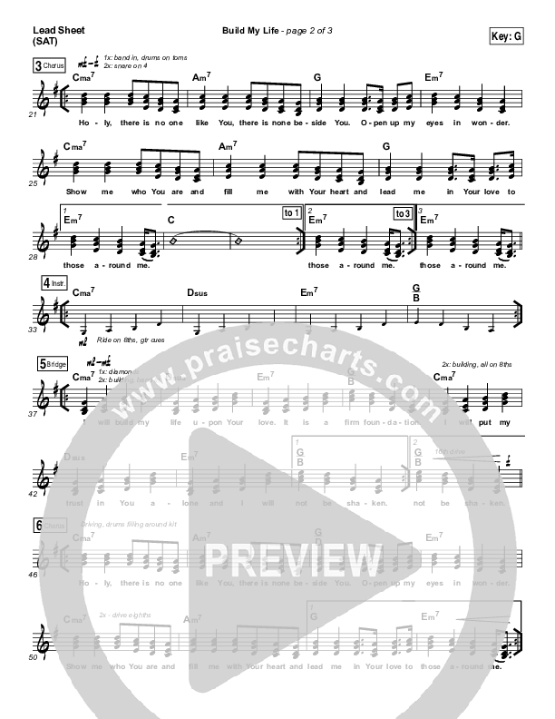 Build My Life Lead Sheet (SAT) (Passion / Brett Younker)