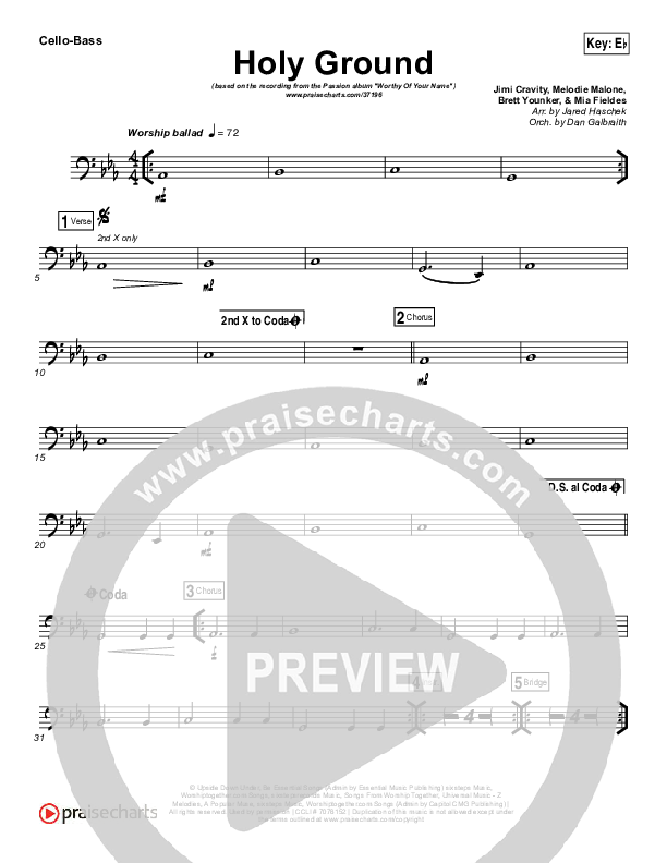 Holy Ground Cello/Bass (Passion / Melodie Malone)