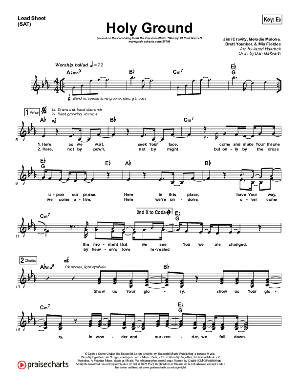 Holy Ground Lead Sheet (SAT) (Passion / Melodie Malone)