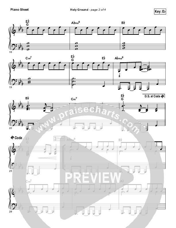 Holy Ground Piano Sheet (Passion / Melodie Malone)
