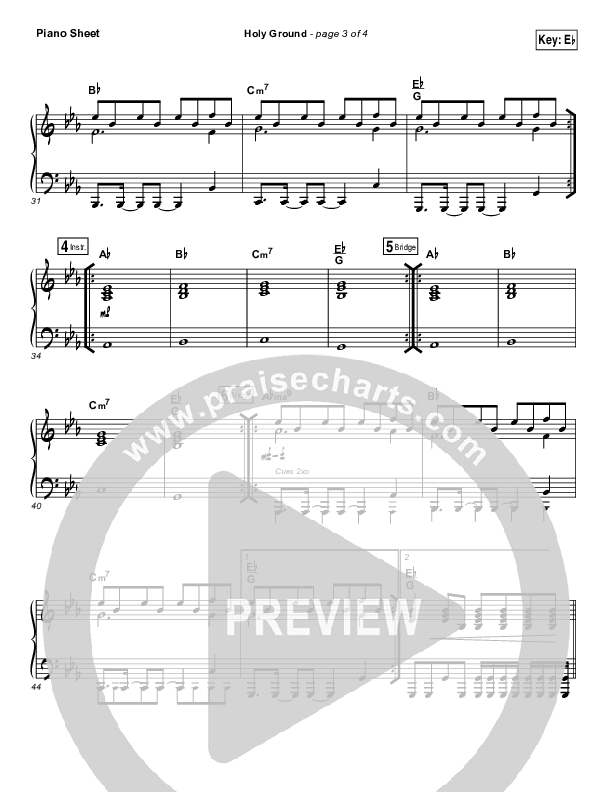 Holy Ground Piano Sheet (Passion / Melodie Malone)