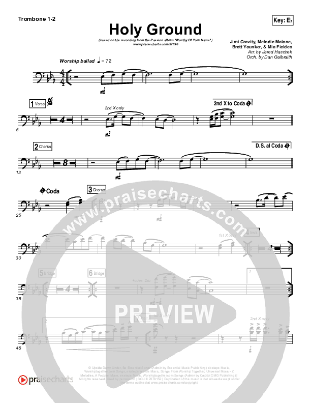 Holy Ground Trombone 1/2 (Passion / Melodie Malone)