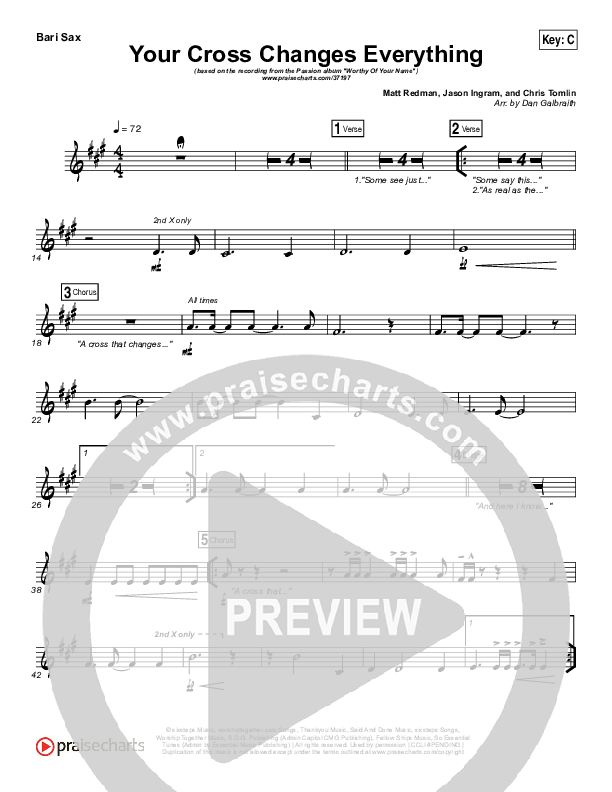 Your Cross Changes Everything Bari Sax (Passion / Matt Redman)