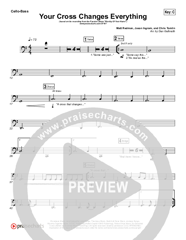 Your Cross Changes Everything Cello/Bass (Passion / Matt Redman)