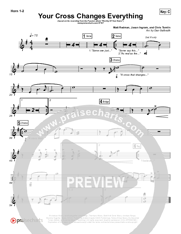 Your Cross Changes Everything French Horn 1/2 (Passion / Matt Redman)