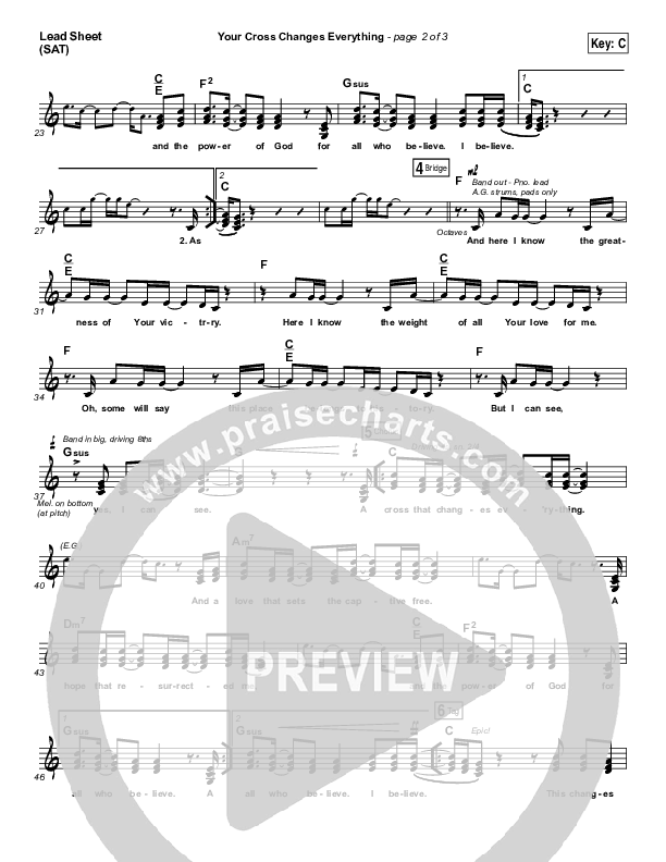 Your Cross Changes Everything Lead Sheet (SAT) (Passion / Matt Redman)