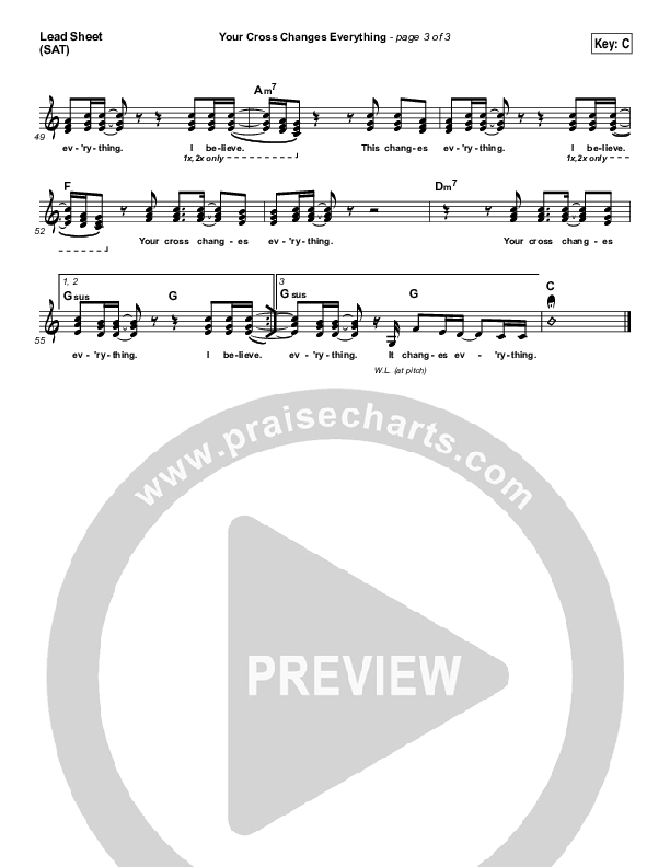 Your Cross Changes Everything Lead Sheet (SAT) (Passion / Matt Redman)