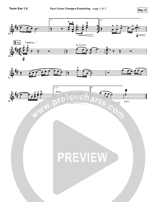 Your Cross Changes Everything Tenor Sax 1/2 (Passion / Matt Redman)
