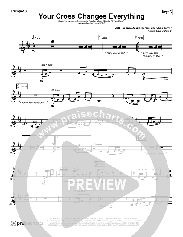 Your Cross Changes Everything Trumpet 3 (Passion / Matt Redman)