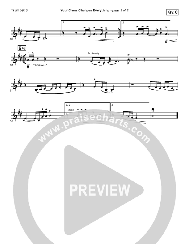 Your Cross Changes Everything Trumpet 3 (Passion / Matt Redman)