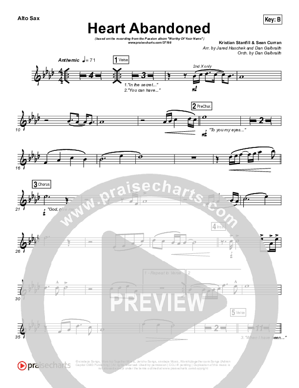Heart Abandoned Alto Sax (Passion / Kristian Stanfill)