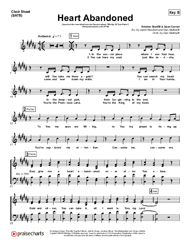 Heart Abandoned Choir Sheet (SATB) (Passion / Kristian Stanfill)
