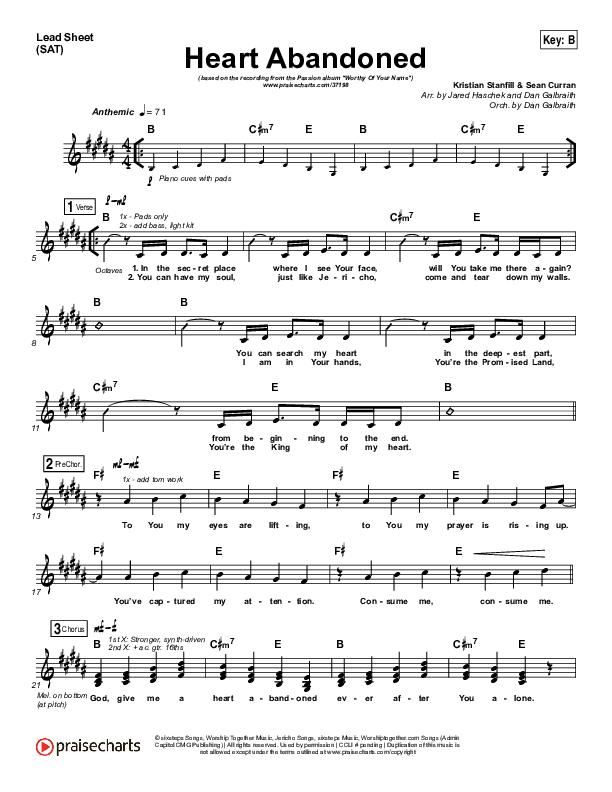 Heart Abandoned Lead Sheet (SAT) (Passion / Kristian Stanfill)