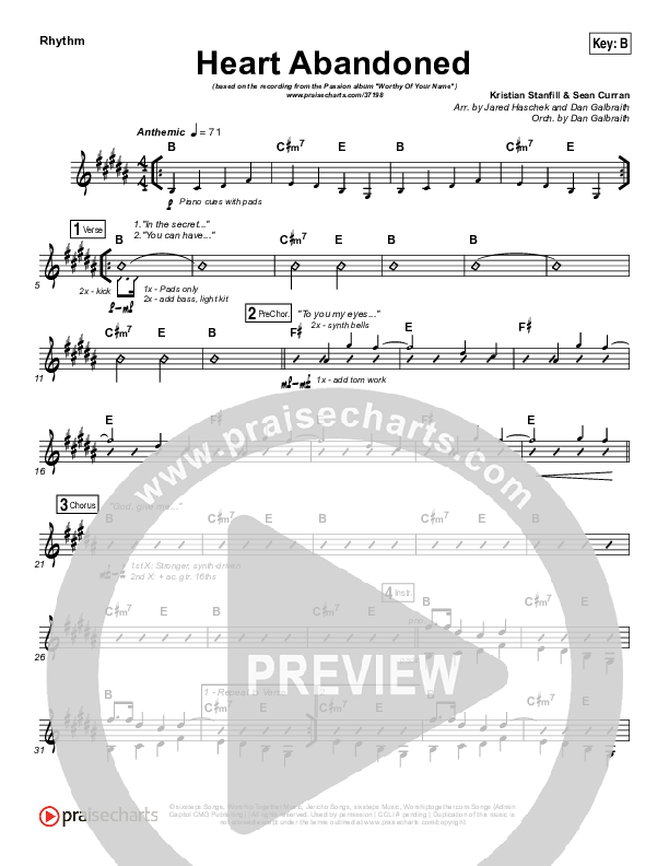Heart Abandoned Rhythm Chart (Passion / Kristian Stanfill)