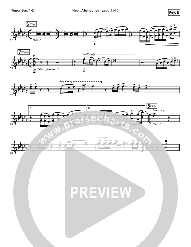 Heart Abandoned Tenor Sax 1/2 (Passion / Kristian Stanfill)
